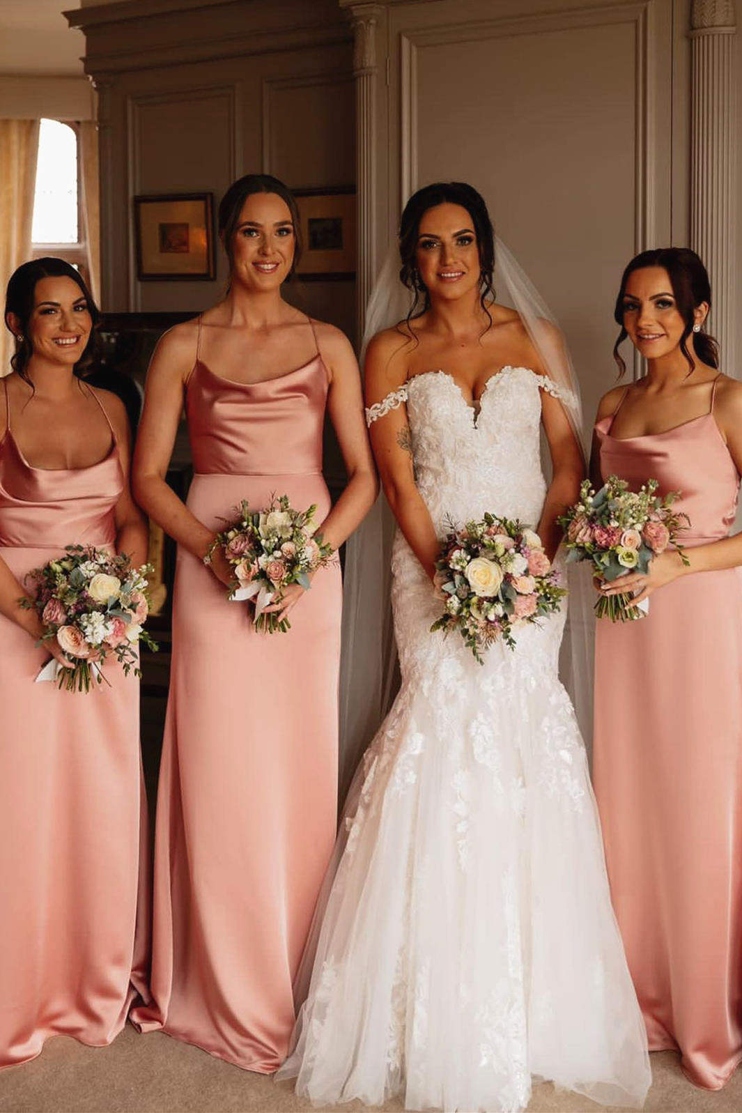Elegant Pink floor Lenght Long Bridesmaid Dress FancyVestido Elegant Pink floor Lenght Long Bridesmaid Dress FancyVestido