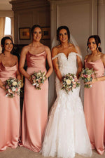 Elegant Pink floor Lenght Long Bridesmaid Dress