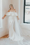 Long Mermaid Off the Shoulder Ivory Wedding Dress with Slit