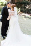 Princess Long Sleeves Mermaid White Wedding Dress with Lace