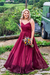 A-Line Chiffon Burgundy Bridesmaid Dress