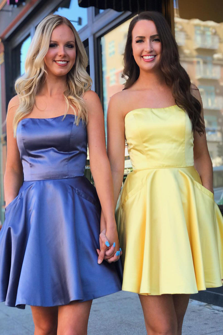 Strapless A-Line Purple Homecoming Dress with Pockets FancyVestido Strapless A-Line Purple Homecoming Dress with Pockets FancyVestido