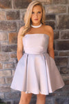 Strapless A-Line Purple Homecoming Dress with Pockets