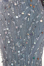 Mermaid Long Sleeves Grey Prom Evening Dress with Multi-Colored Sequins
