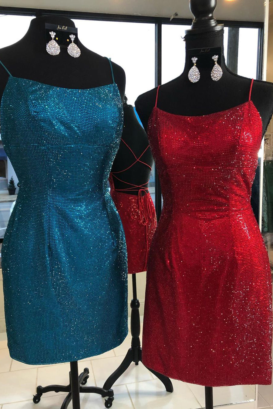 Tight Red Short Homecoming Dress with Rhinestones – FancyVestido