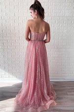 Sparkly Sweetheart Long Pink Prom Dress