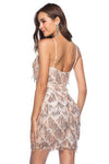 Spaghetti Straps Sheath Gold Party Dress with Sequins