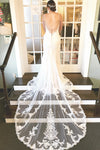 Long Mermaid Spaghetti Strap Ivory Wedding Dress