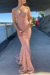 Sweetheart Mermaid Sequined Long Prom Dress