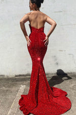 Sweetheart Mermaid Sequined Long Prom Dress