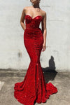 Sweetheart Mermaid Sequined Long Prom Dress