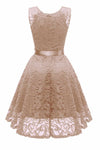 V-Neck Champagne Lace Short Party Dress