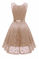 V-Neck Champagne Lace Short Party Dress