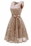 V-Neck Champagne Lace Short Party Dress