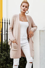 Warm Pink Long Cardigan with Belt