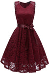 V-Neck Champagne Lace Short Party Dress