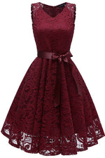V-Neck Champagne Lace Short Party Dress