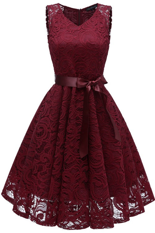 V-Neck Champagne Lace Short Party Dress
