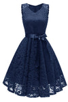 V-Neck Champagne Lace Short Party Dress
