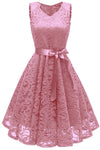 V-Neck Champagne Lace Short Party Dress