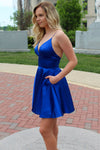 Spaghetti Straps Backless Fuchsia Homecoming Dress