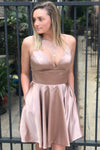 Spaghetti Straps Backless Fuchsia Homecoming Dress