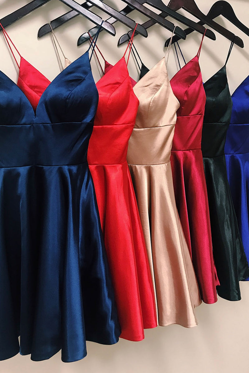 Spaghetti Straps Backless Fuchsia Homecoming Dress