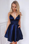 Spaghetti Straps Backless Fuchsia Homecoming Dress
