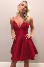 Spaghetti Straps Backless Fuchsia Homecoming Dress
