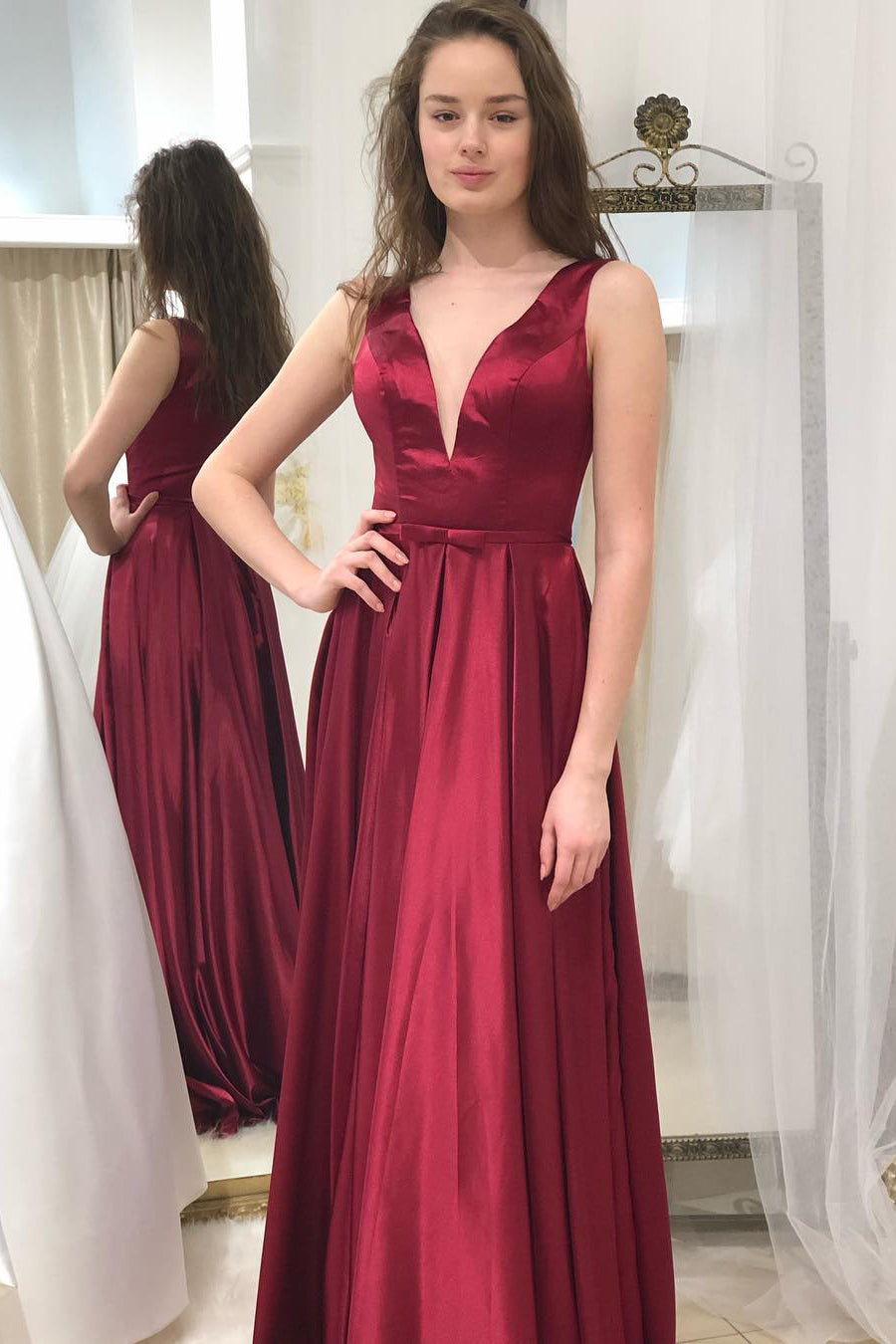 Simple V-Neck Burgundy Long Evening Dress - Modcody.com FancyVestido Simple V-Neck Burgundy Long Evening Dress - Modcody.com FancyVestido