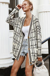 Knit Gingham Cardigan with Pockets