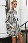 Knit Gingham Cardigan with Pockets