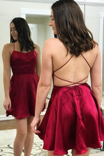 Spaghetti Straps Criss Cross Fuchsia Homecoming Dress