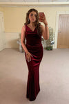 Elegant Cowl Neck Burgundy Bridesmaid Dress