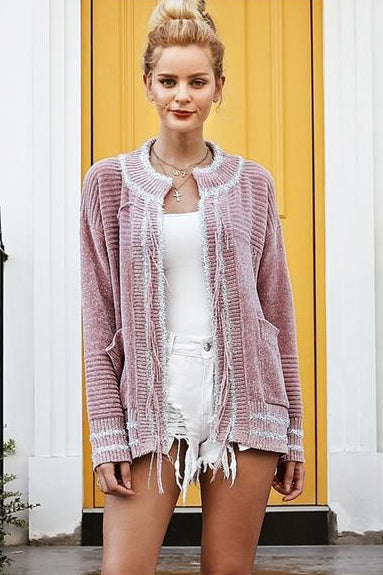 Pink Jewel Cardigan with Tassel