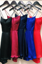 Spaghetti Straps Criss Cross Fuchsia Homecoming Dress