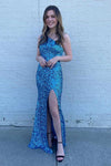 Stunning One Shoulder Lavender Sequins Long Prom Dress