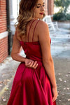 A-Line Long Red Prom Dress with Slit