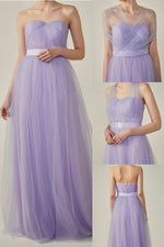 Simple Lavender Strapless Tulle Mismatch Bridesmaid Dress