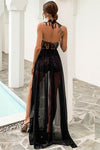 Sexy Black Lace Long Party Dress with Slit