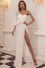 Elegant Long Evening Dress with One shoulder in White