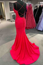 Mermaid Hot Pink Beaded Long Prom Dress with Straps