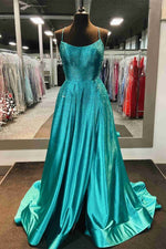 Elegant Lilac High Slit Long Prom Dress with Rhinestones