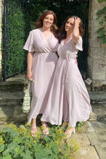 A-Line Pink Chiffon Bridesmaid Dress with Tie Belt