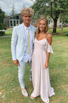 Elegant Pink Cold Sleeves Long Bridesmaid Dress