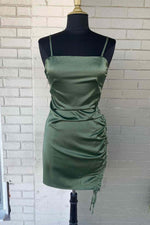 Sage Green Short Homecoming Dress with Adjustable Side Straps