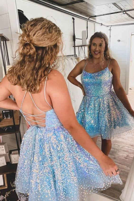 Cute Hot Pink Sequins A-Line Homecoming Dress FancyVestido Cute Hot Pink Sequins A-Line Homecoming Dress FancyVestido