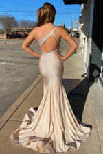 Elegant One SHoulder Long Prom Dress with Rhinestones
