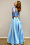 Glitter Sky Blue Sequined Long Formal Dress
