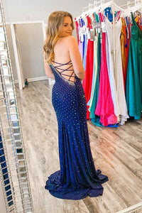 blue dress with diamonds Silver Stones Embellished Top Prom Nox Anabel K1575 Royal / 4 Featuring diamond tear drops across the whole dress lines symmetrically Velvi One-Shoulder Long Sequin Prom